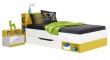Detská posteľ Moli 90x200cm - biely lux + žltá