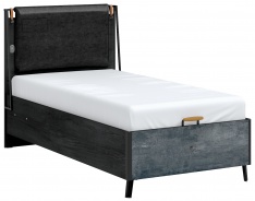 Študentská posteľ 100x200cm s úložným priestorom a USB Nebula - čierna/šedá