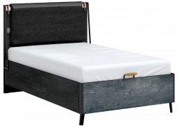 Študentská posteľ 120x200cm s úložným priestorom a USB Nebula - čierna/šedá