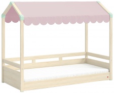 Domčeková posteľ so strieškou Fairy II - dub svetlý/béžová