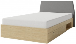 Študentská posteľ 120x200cm s úložným priestorom Rudy - dub olejovaný/šedá
