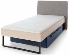 Študentská posteľ 90x200cm s úložným priestorom Raquel - béžová/modrá/šedá