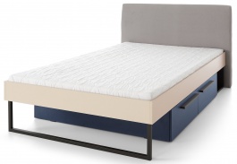 Študentská posteľ 120x200cm s úložným priestorom Raquel - béžová/modrá/šedá