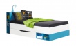 Detská posteľ Moli 90x200cm - Biely lux/tyrkys