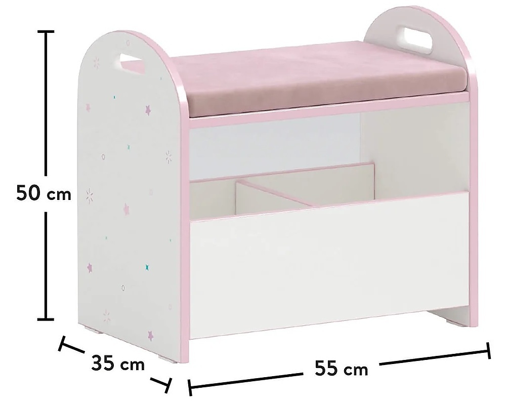 Sedací box 2v1 susy - biela/ružová.

 

 

Sedacia časť boxu je polstrovaná, v ružovej farbe.

 

 

Rozmery sedacieho boxu 2v1 Susy sú 55x50x35cm (š, v, h).

 

 

Všetky produkty z kolekcie Susy nájdete nižšie v súvisiacom tovare.