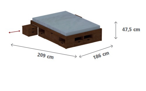 Posteľ z masívu 180x200cm s výsuvnými nočnými stolíkmi a úložným.

 

Túžite po štýlovej, ale praktickej manželskej posteli, ktorá má čo ponúknuť?

 

Rozmery manželskej postele 180x200cm s výsuvnými nočnými stolíkmi a úložným priestorom Diablo sú 186x47,5x209cm (š, v, h).

 

Všetky produkty z kolekcie Diablo nájdete nižšie v súvisiacich produktoch.