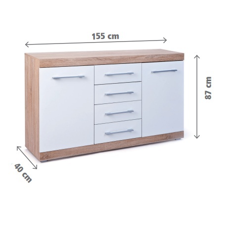 Kombinovaná komoda atlas - dub sonoma/biela.

 

Rozmery kombinovanej komody Atlas sú 155x87x40cm (š, v, h).

 

Ďalšie komody od rovnakého výrobcu nájdete nižšie v súvisiacich produktoch.