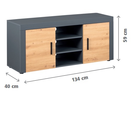 Tv komoda dereck - šedá/dub artisan.

 

Rozmery TV komody Dereck sú 134x59x40cm (š, v, h).

 

Všetky produkty z kolekcie Dereck nájdete nižšie v súvisiacich produktoch.