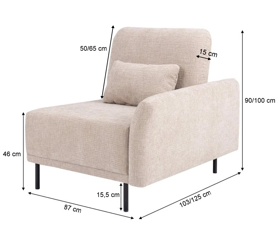 Pravý polohovacie bok adapto - výber poťahu.

Z jednotlivých dielov si jednoducho zostavíte sedaciu súpravu podľa Vašich predstáv.

 

Výška sedu je 46cm, hĺbka sedu 65-90cm a výška opierky 50-65cm.

Kostra jednotlivých dielov je vyrobená z masívneho dreva a pohodlnosť zaisťuje vysoko kvalitná HR pena.

Diely sú umiestnené na kovových nožičkách, takže upratovanie pod ním rozhodne nie je problém.

Súčasťou každého dielu (okrem taburetov) je aj oporný bedrový vankúšik, plnený silikónovými guličkami.

 

JEDNÁ SA O DIEL NA ZOSTAVENIE SEDACIE SÚPRAVY!
Na bokoch majú jednotlivé diely kovové úchyty, na pripojenie k ďalšiemu dielu.

 

Poťah si môžete vybrať hneď v niekoľkých farebných variantoch.

Všetky diely sú potiahnuté rovnakou látkou aj zo zadnej strany tak je možné zostavenú sedačku bez problémov umiestniť do priestoru.

 

Rozmery pravého polohovacieho boku Adapto sú 87x90-100x103-125cm (š, v, h).

 

Pozn.


Z dôvodu výroby na zákazku sme nútení požadovať od zákazníka zálohu vo výške 10% z konečnej ceny výrobku.