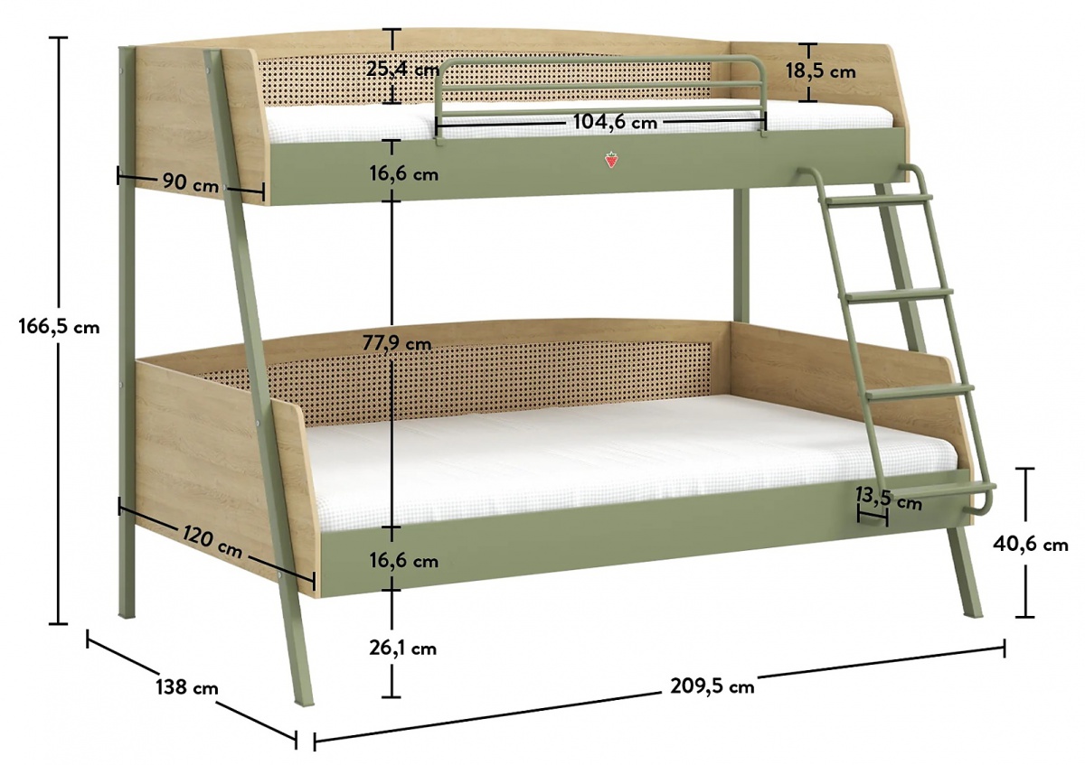 Študentská poschodová posteľ 90x200cm-120x200cm habitat - dub/zelená.

 

Študentská poschodová posteľ z kolekcie Habitat ponúka pohodlné a priestranné spanie pre teenagerov, deti alebo hostí.

 

Rozmery študentskej poschodovej postele 90x200 - 120x200cm Habitat sú 138x166,5x209,5cm (š, v, h).

 

Všetky produkty z kolekcie Habitat nájdete nižšie v súvisiacich produktoch.