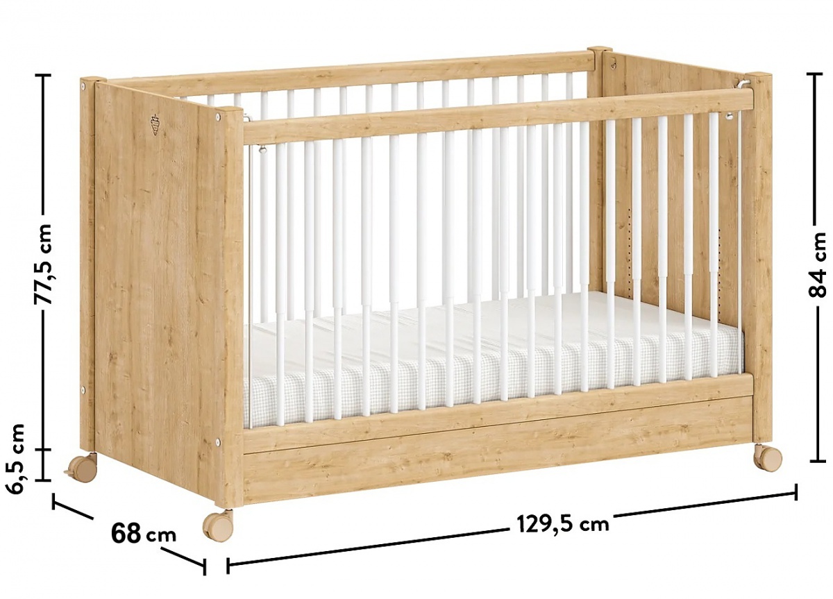 Detská postieľka 2v1 60x120 s kolieskami azirka - dub.

 

Bytelná konštrukcia unesie až 20kg a je vhodná pre deti od narodenia do 3 rokov.

 

Rozmery detskej postieľky 2v1 60x120 s kolieskami Azirka sú 68x84x130cm (š, v, h).

 

Všetky produkty z kolekcie Azirka vrátane vhodných matracov pre túto postieľku nájdete nižšie v súvisiacich produktoch.